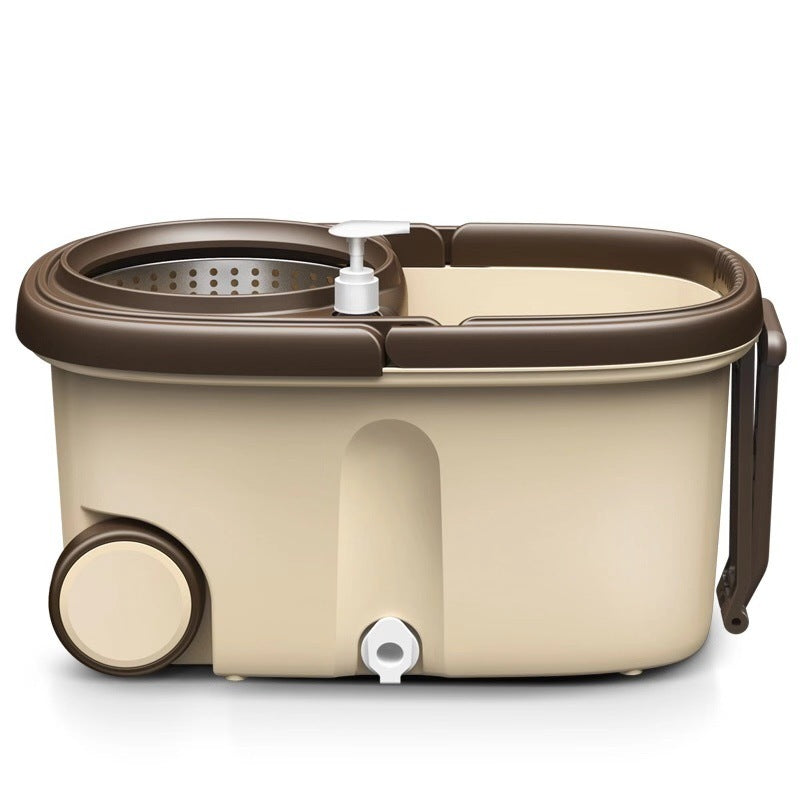 Advanced 360 Degree Spin Mop & Stainless Steel Bucket Kit with Wheels (Cookie & Cream) - grandhubs.shop