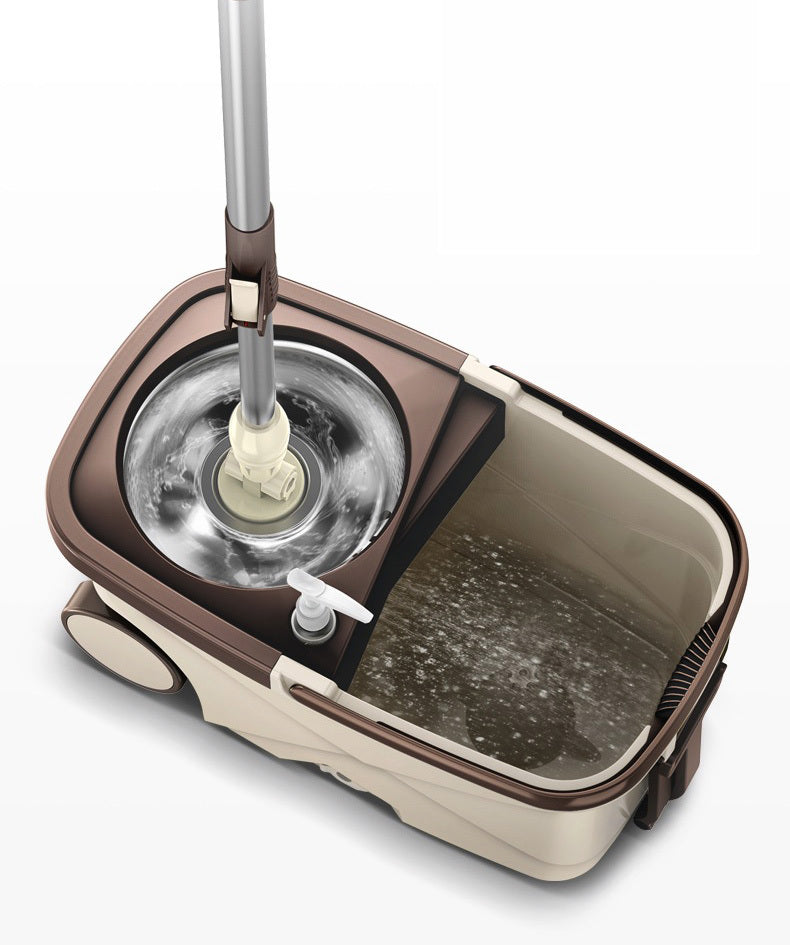 Advanced 360 Degree Spin Mop & Stainless Steel Bucket Kit with Wheels (Cookie & Cream) - grandhubs.shop
