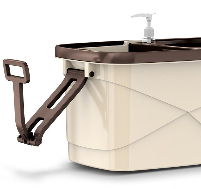 Advanced 360 Degree Spin Mop & Stainless Steel Bucket Kit with Wheels (Cookie & Cream) - grandhubs.shop