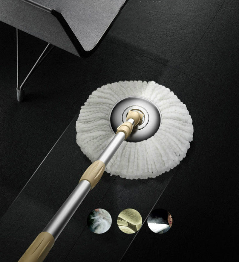 Advanced 360 Degree Spin Mop & Stainless Steel Bucket Kit with Wheels (Cookie & Cream) - grandhubs.shop