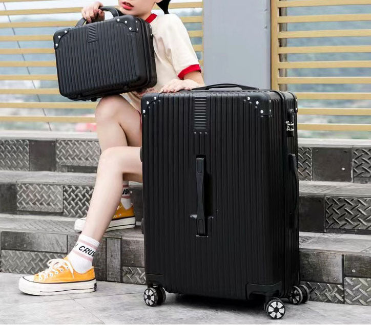 2-Piece Standard Cabin Carry-On Luggage Suitcase Set (Black) - grandhubs.shop