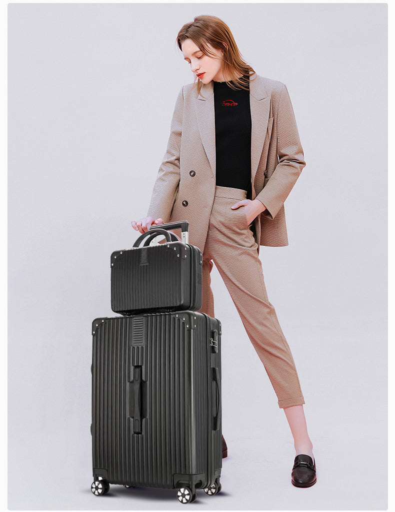 2-Piece Standard Cabin Carry-On Luggage Suitcase Set (Black) - grandhubs.shop