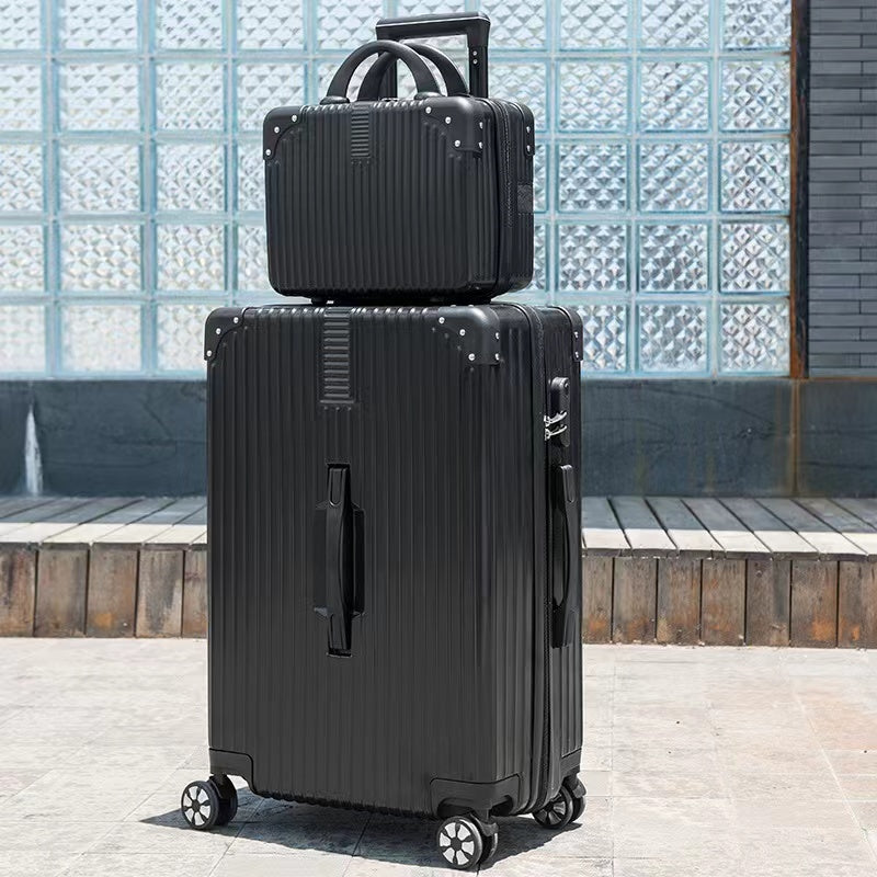 2-Piece Standard Cabin Carry-On Luggage Suitcase Set (Black) - grandhubs.shop