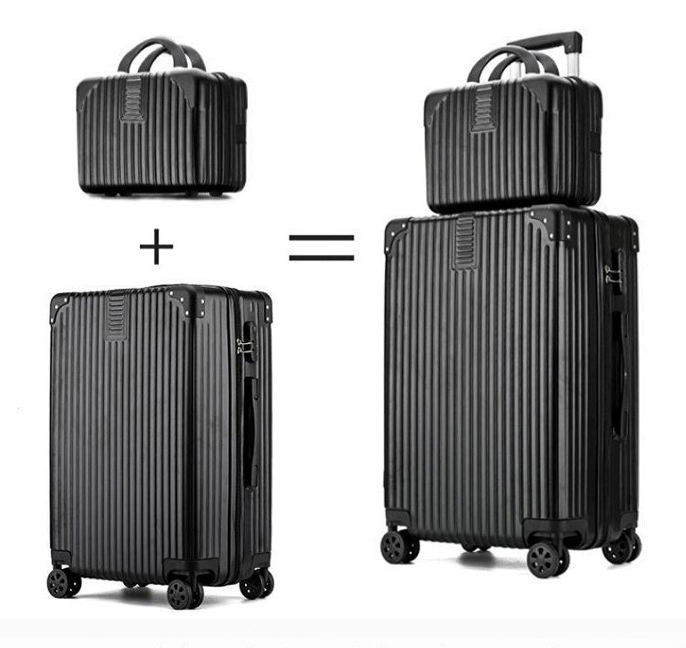 2-Piece Standard Cabin Carry-On Luggage Suitcase Set (Black) - grandhubs.shop