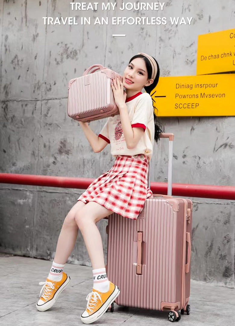 2-Piece Standard Cabin Carry-On Luggage Suitcase Set (Rose Gold) - grandhubs.shop