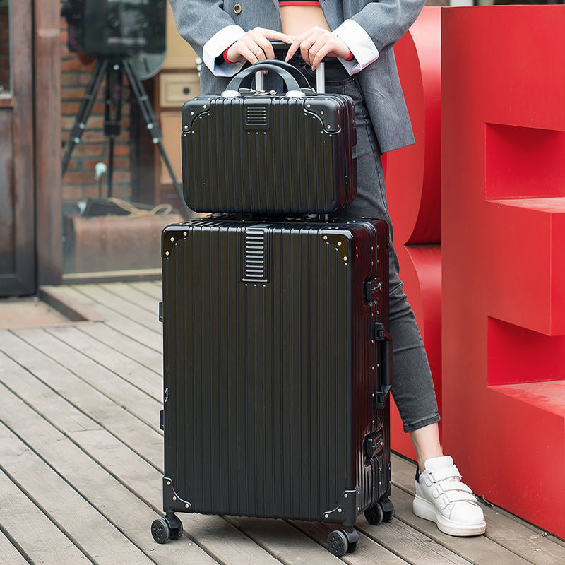2-Piece Deluxe Tough Carry-On Luggage Suitcase Set (Black) - grandhubs.shop