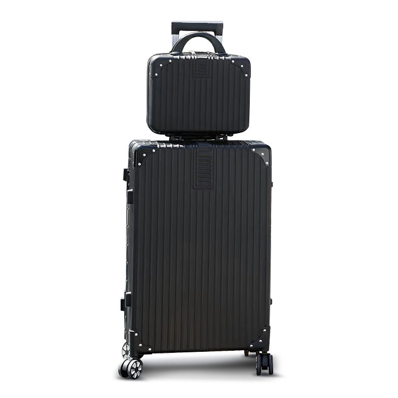 2-Piece Deluxe Tough Carry-On Luggage Suitcase Set (Black) - grandhubs.shop