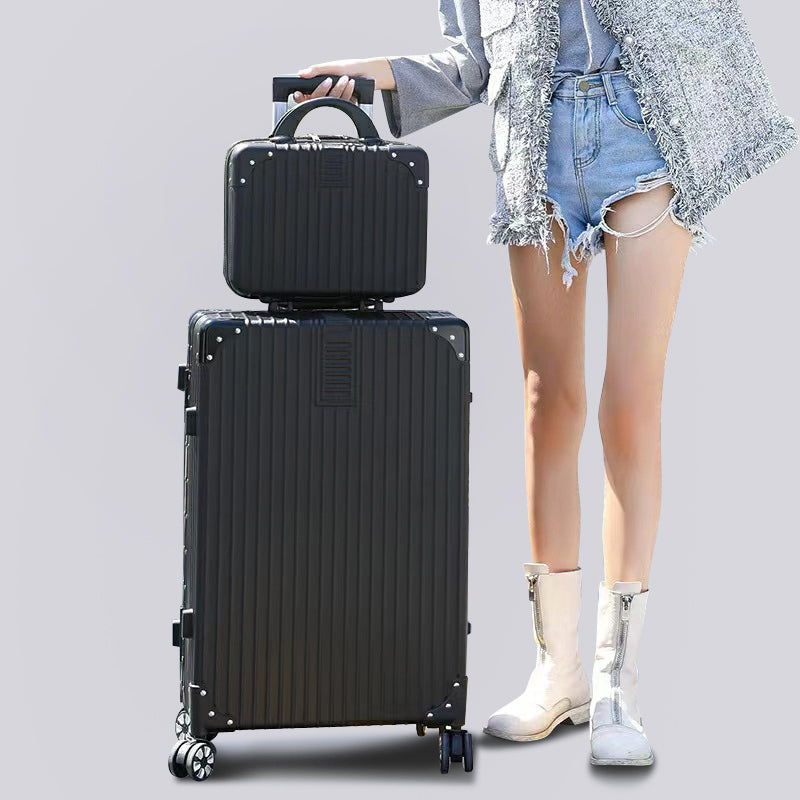2-Piece Deluxe Tough Carry-On Luggage Suitcase Set (Black) - grandhubs.shop