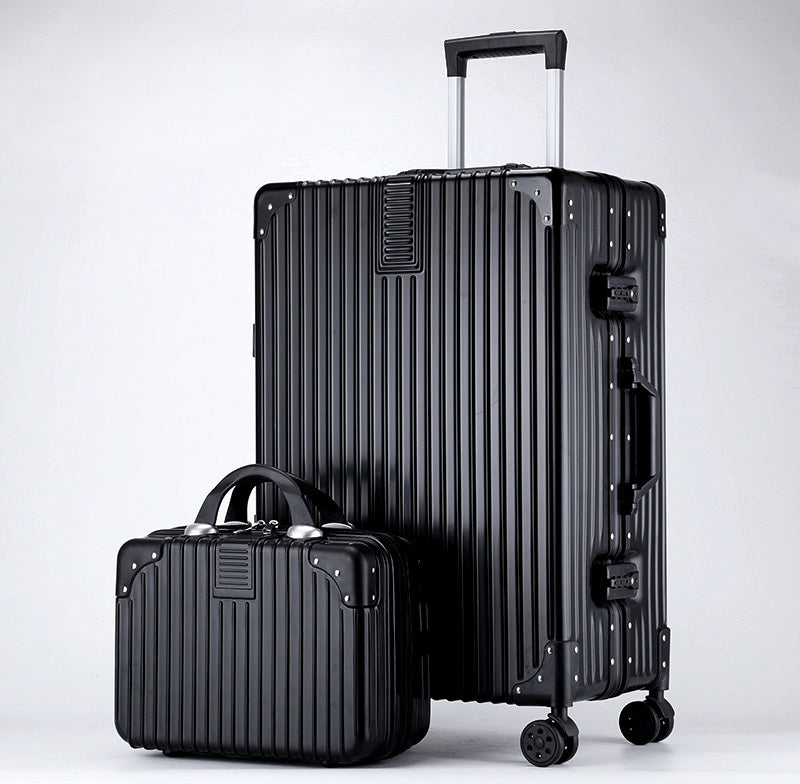 2-Piece Deluxe Tough Carry-On Luggage Suitcase Set (Black) - grandhubs.shop