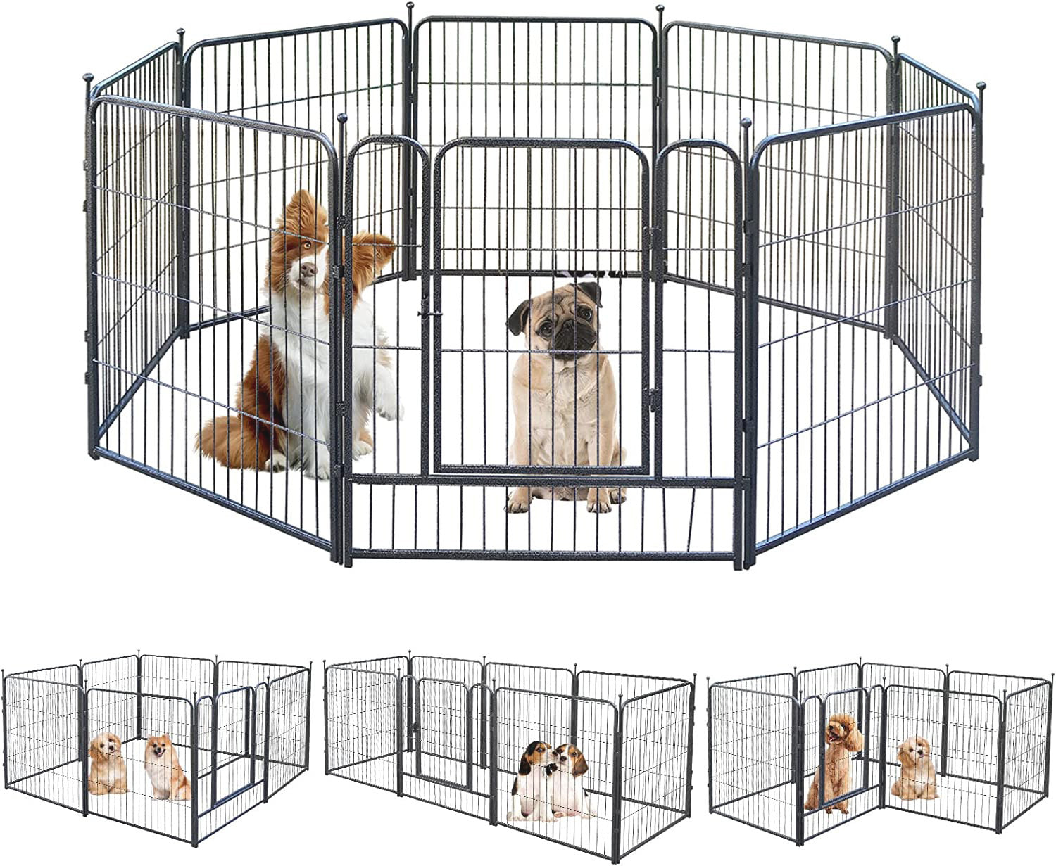 Premium Heavy Duty Metal Pet Dog Exercise Playpen Enclosure Fence Cage (70x80 x 6) - grandhubs.shop