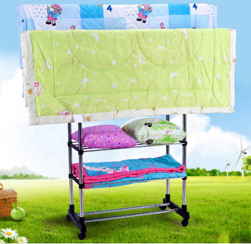 Double 3-Tier Portable Stainless Steel Clothes Shoes Organiser Hanger Rack Garment Dryer - grandhubs.shop