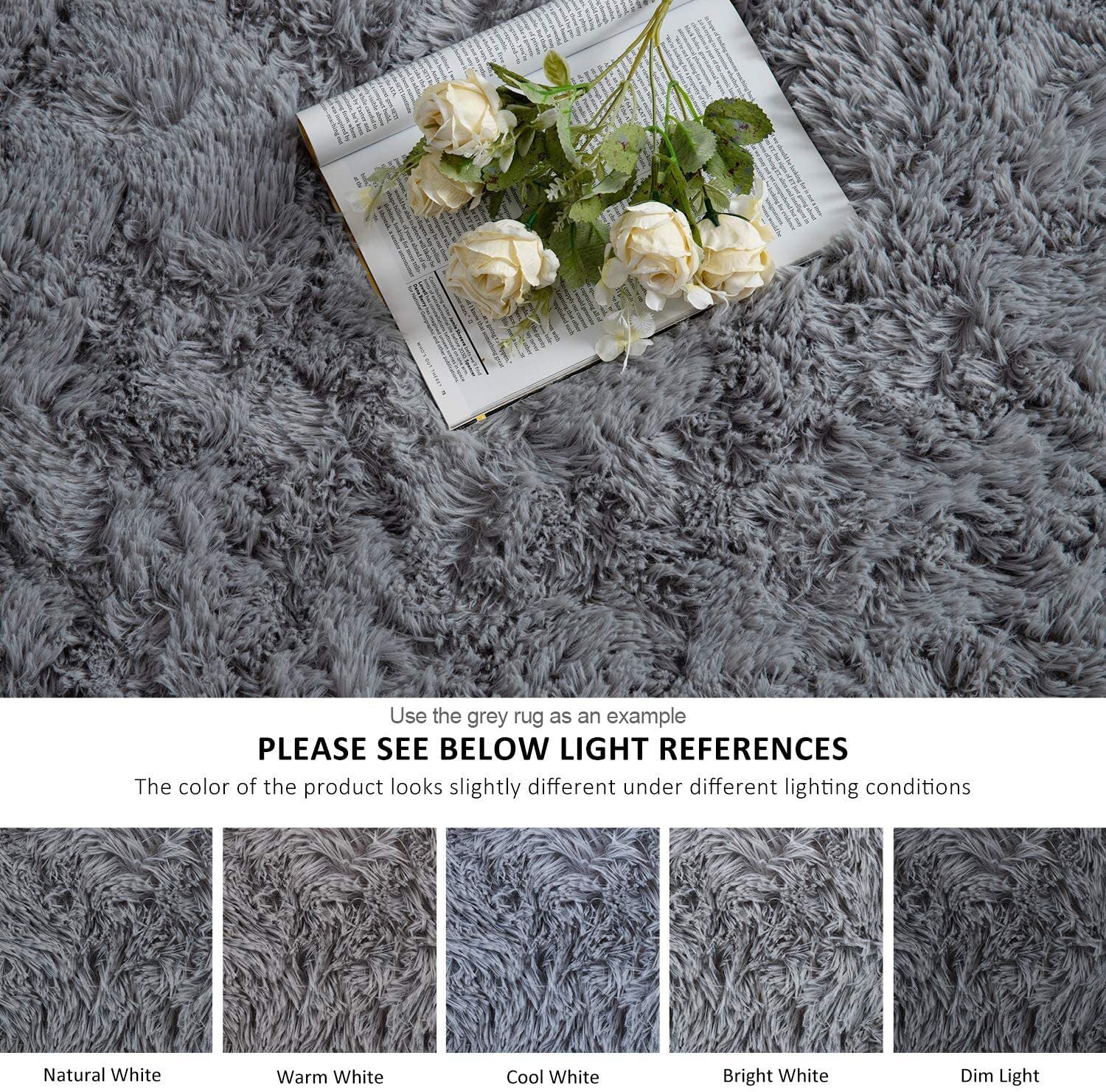 4m Extra Large Soft Shag Rug Carpet Mat (White, 400 x 200)