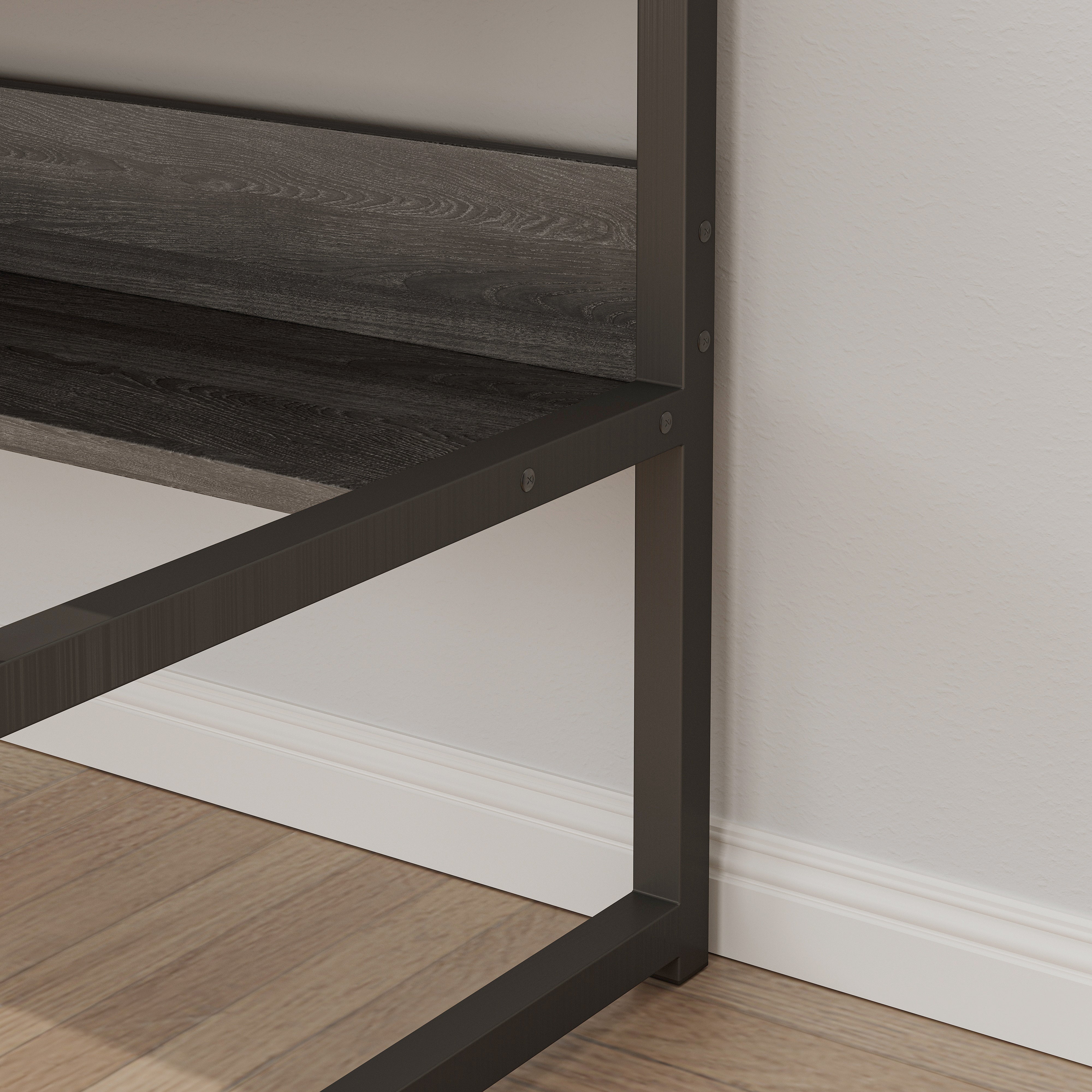 Enterprise Large Computer Desk Workstation with Shelves & Drawers (Driftwood Grey)