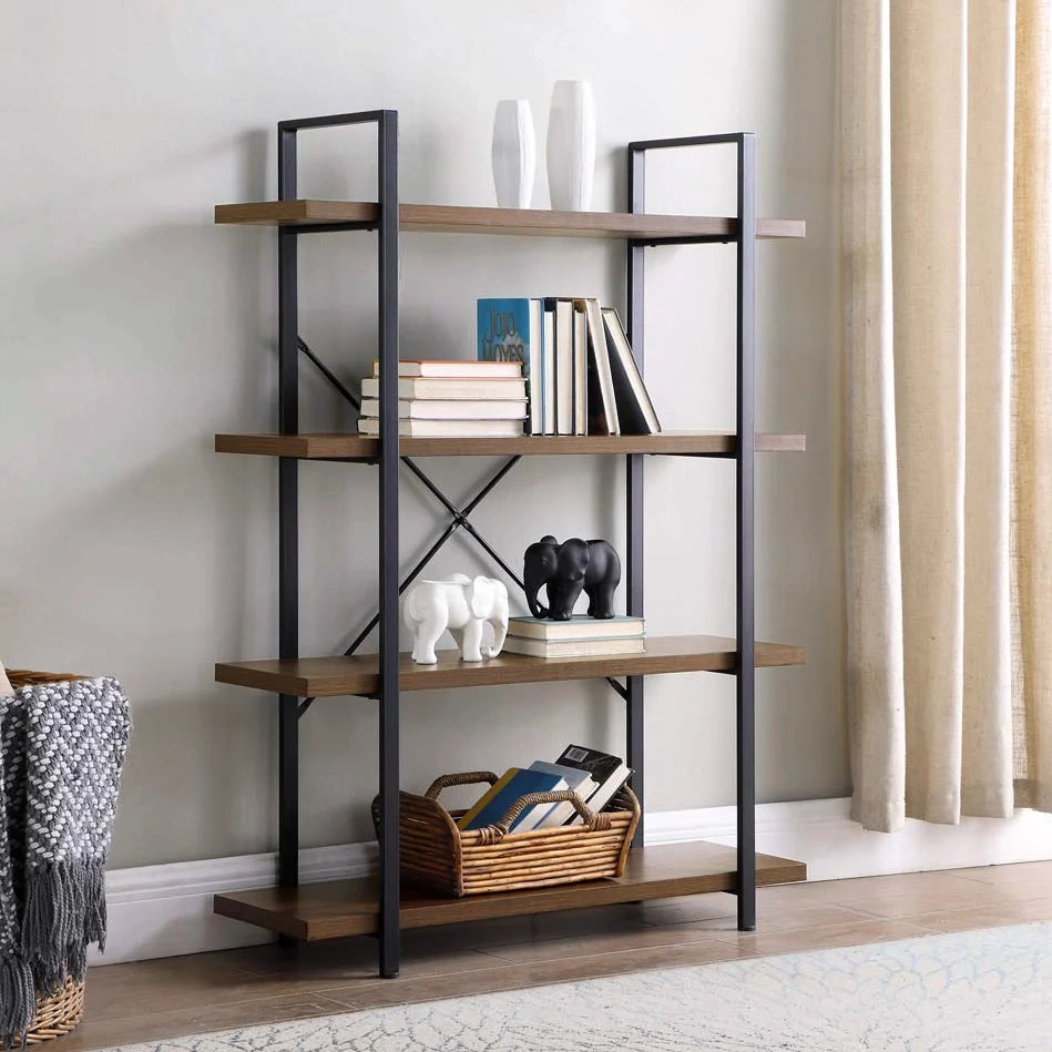 Envision Rustic 4-Tier Bookcase Storage Shelf Organizer