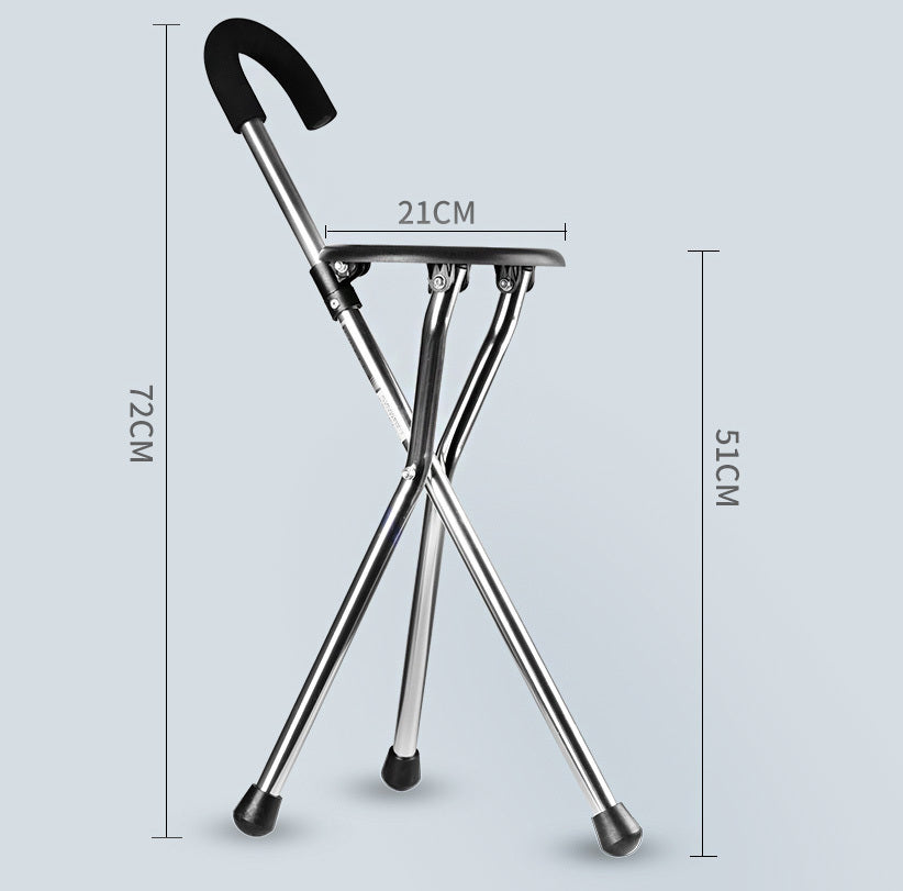 Tripod Cane Seat Folding Walking Stick Cane