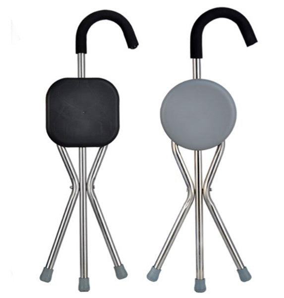 Tripod Cane Seat Folding Walking Stick Cane