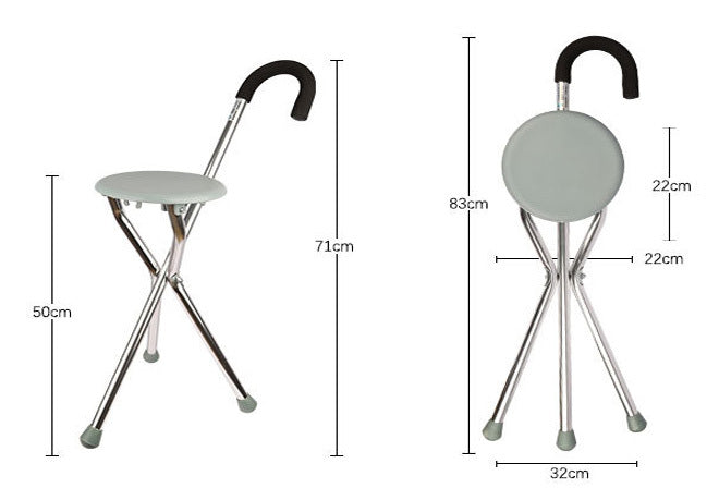 Tripod Cane Seat Folding Walking Stick Cane