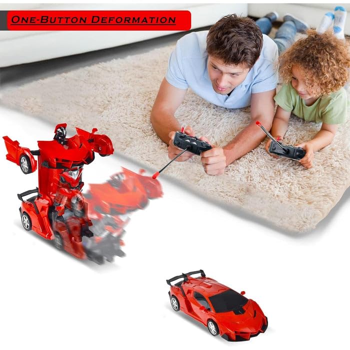 2 In 1 Robot Lamborghini Super Transformer Remote Control Car Toy (Red)