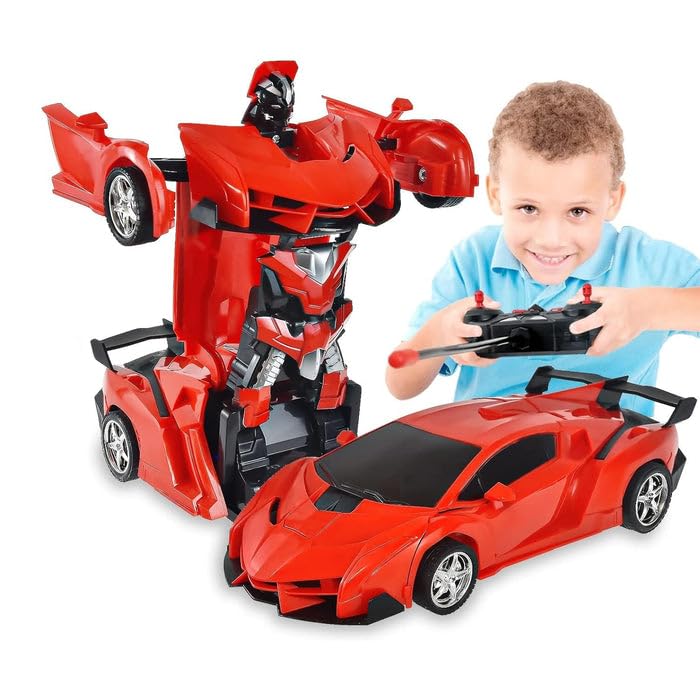 2 In 1 Robot Lamborghini Super Transformer Remote Control Car Toy (Red)