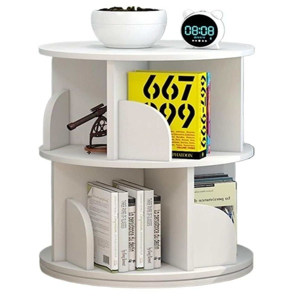 Sanctuary 360-degree Rotating 2 Tier Display Shelf Bookcase Organiser (White)
