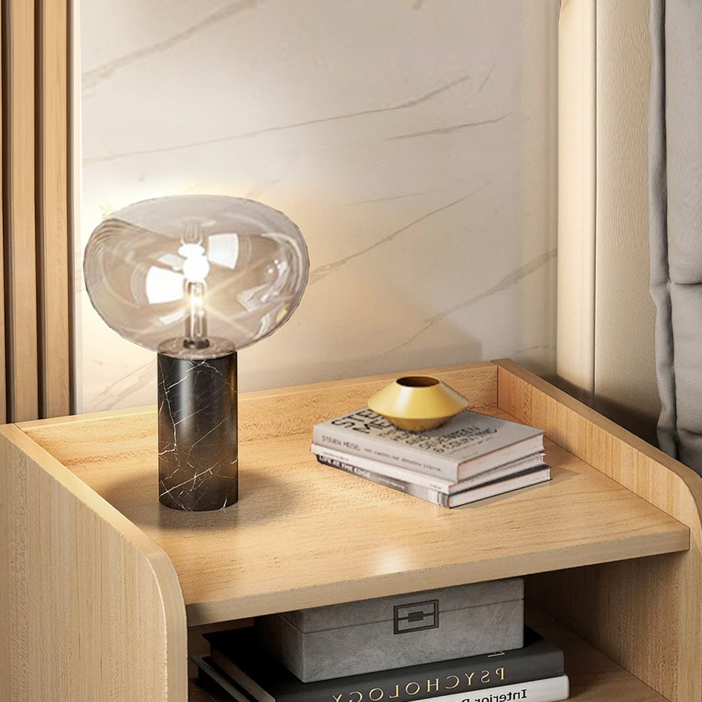 Serene Bedside Table Nightstand with Drawer (Oak)