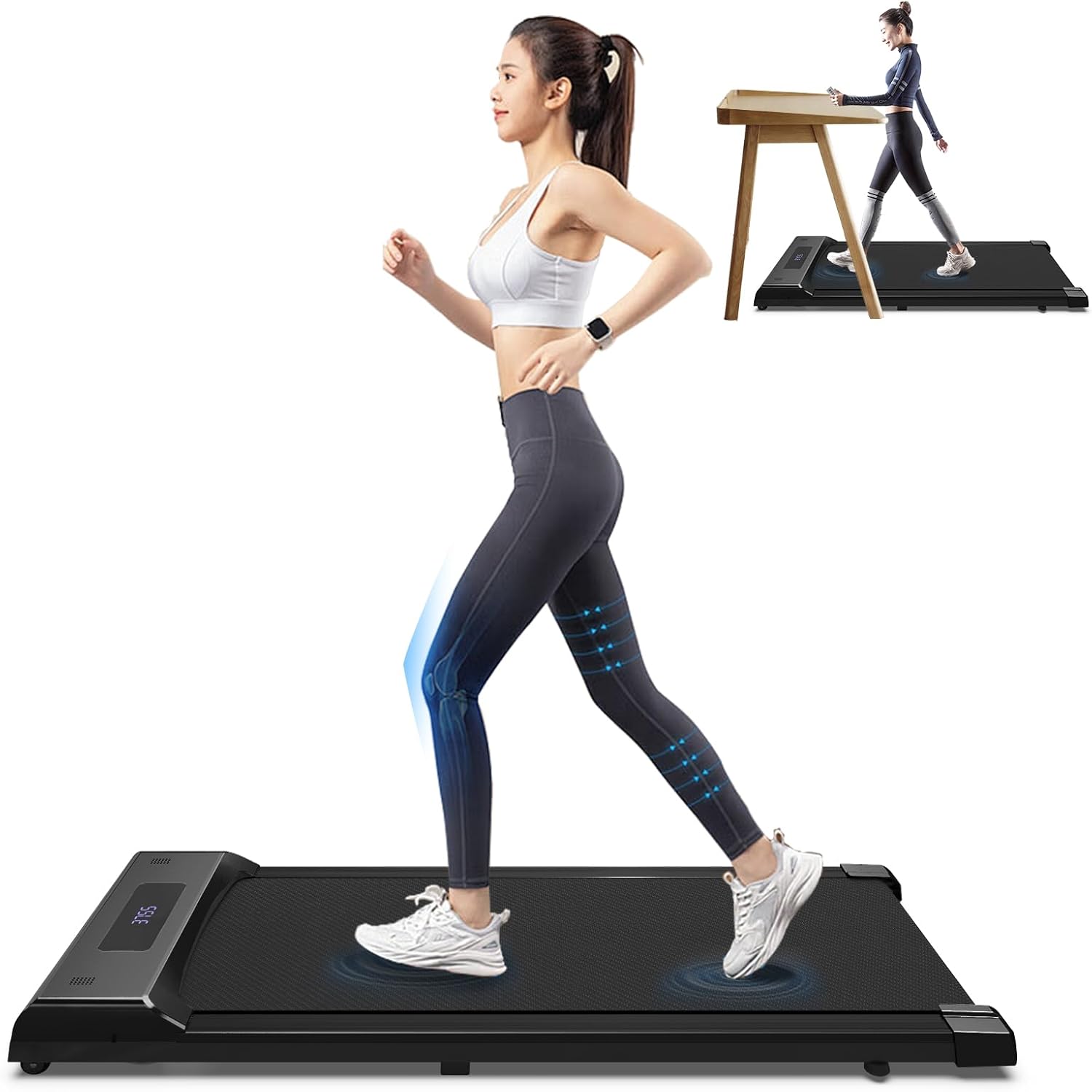 2-in-1 Fitness Electric Treadmill Exercise Machine Walking Running Pad