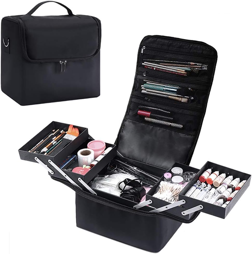 Professional Portable Folding Beauty Case Makeup Bag Cosmetics Box Travel Organizer