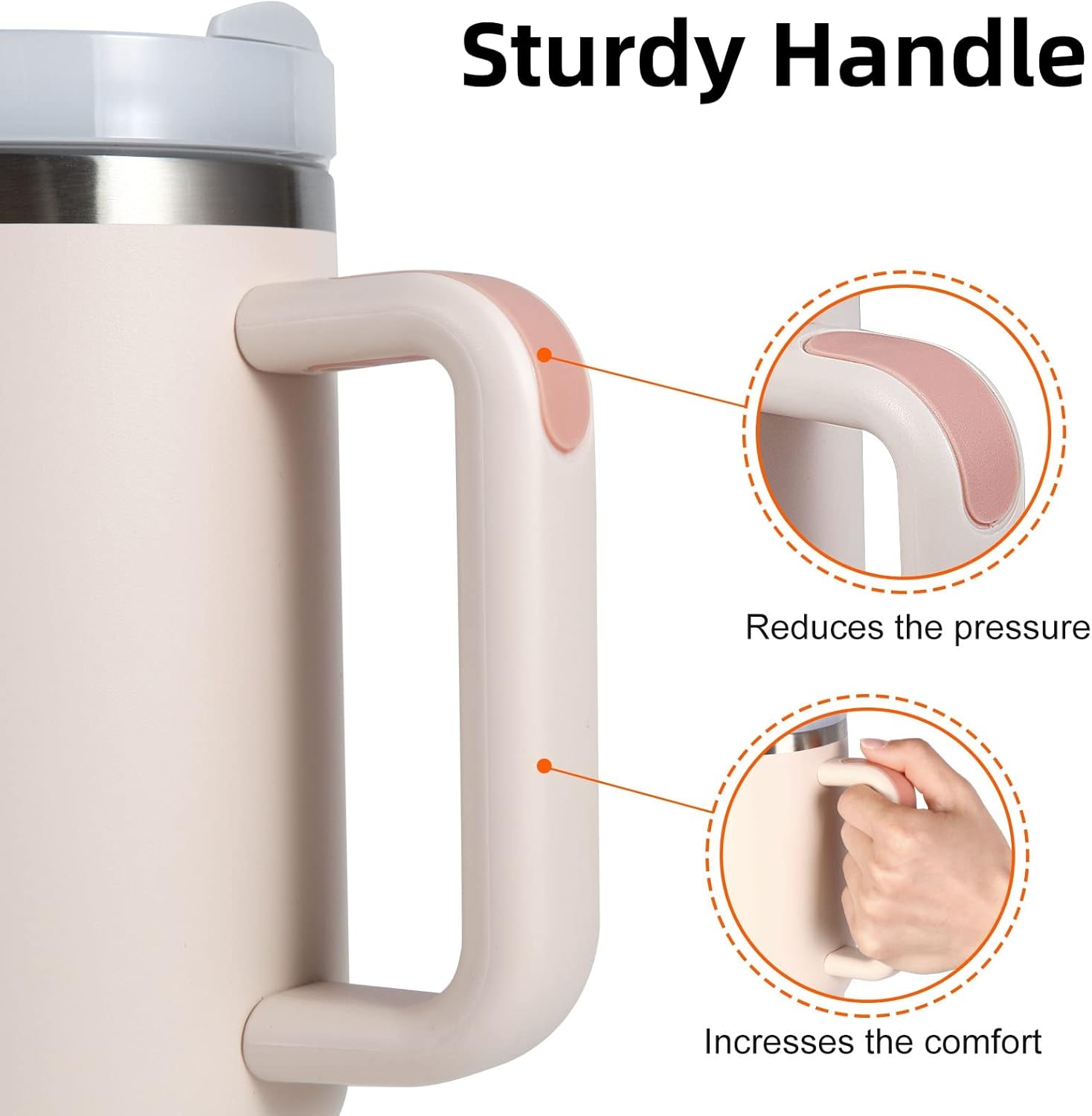 Stainless Steel Insulated Tumbler with Handle Straw Travel Mug (30oz, Rose Quartz)