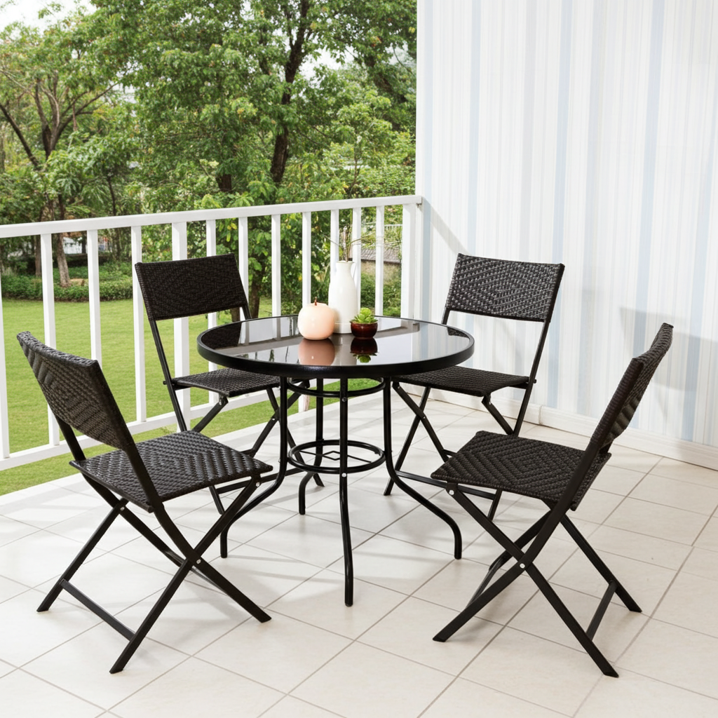 4 x Alfresco Rattan Wicker Folding Outdoor Chairs