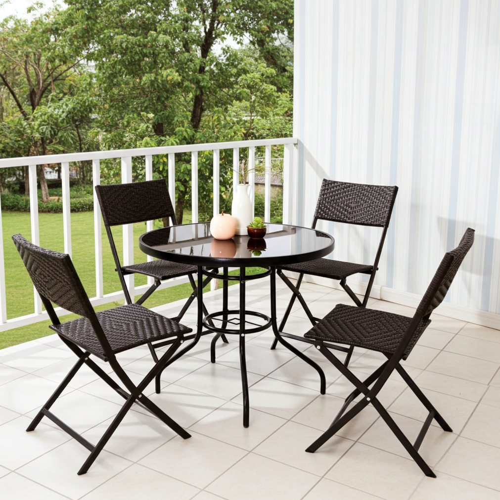 Alfresco 5 Piece Outdoor Setting (4 Rattan Chairs & Round Table)