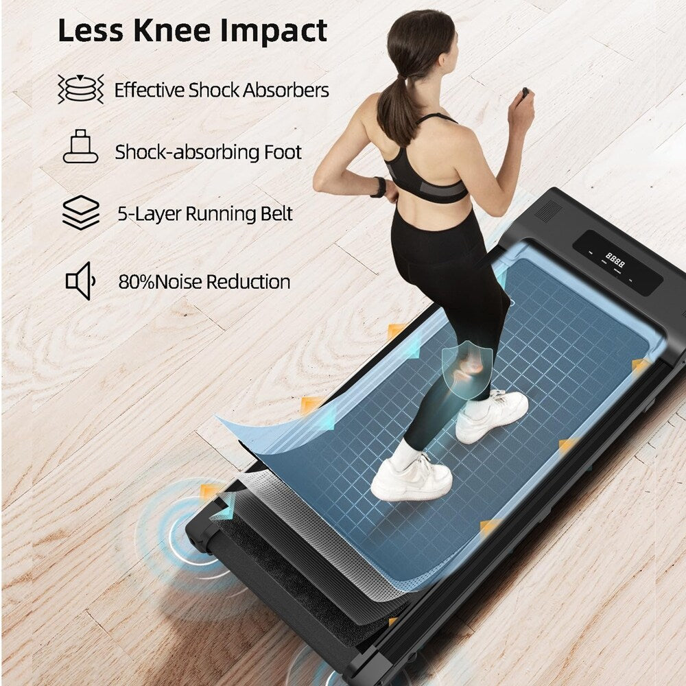 2-in-1 Fitness Electric Treadmill Exercise Machine Walking Running Pad