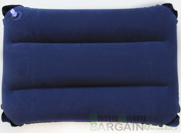 Inflatable Travel Pillow Head Rest Air Support Blow up Cushion (Navy)