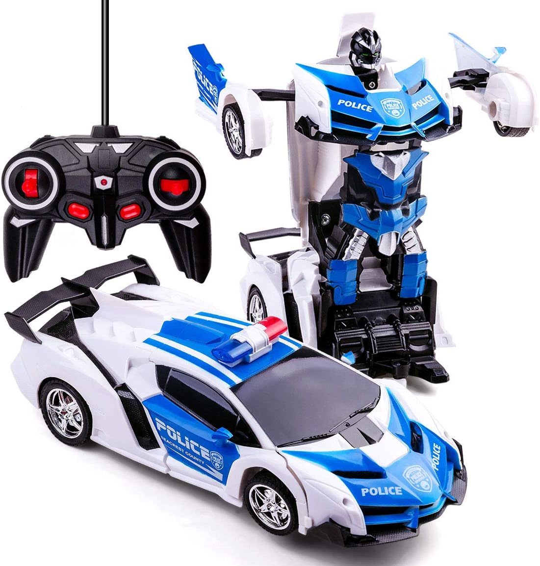2 In 1 Robot Lamborghini Police Super Transformer Remote Control Car Toy