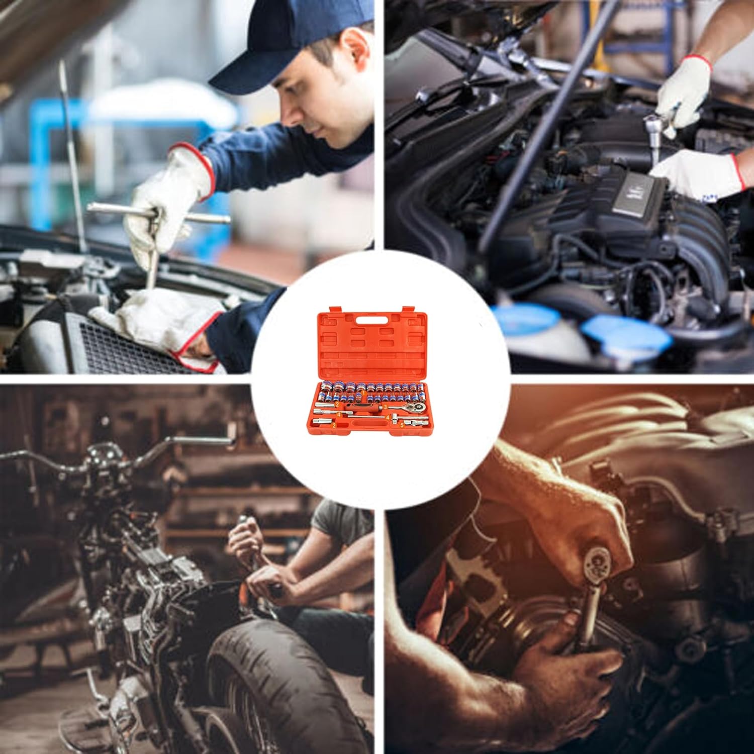 32-Piece 1/2" Drive Ratchet Socket Wrench Mechanics Tool Set