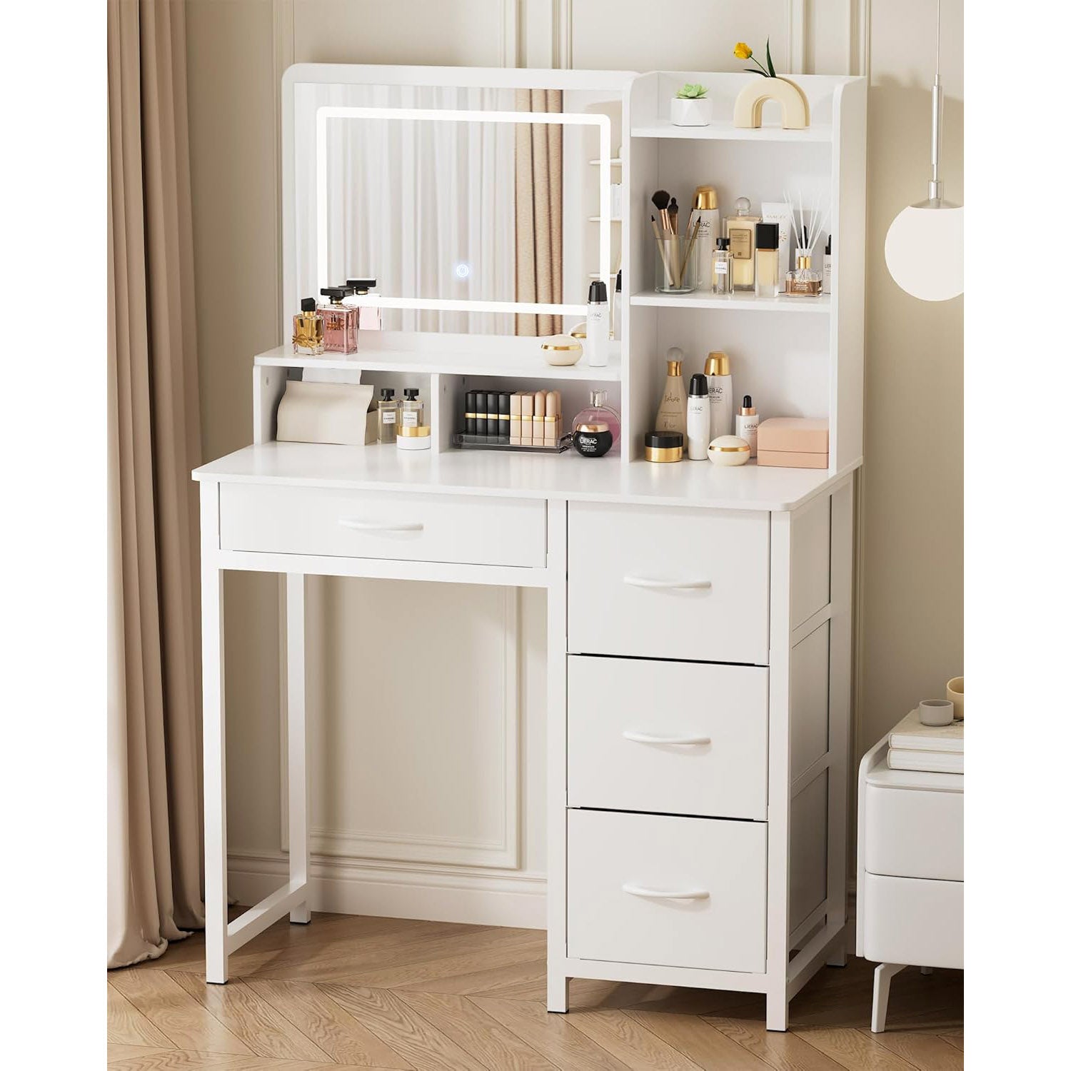 Deluxe LED Mirror Dresser Vanity Dressing Table Desk with Drawers White