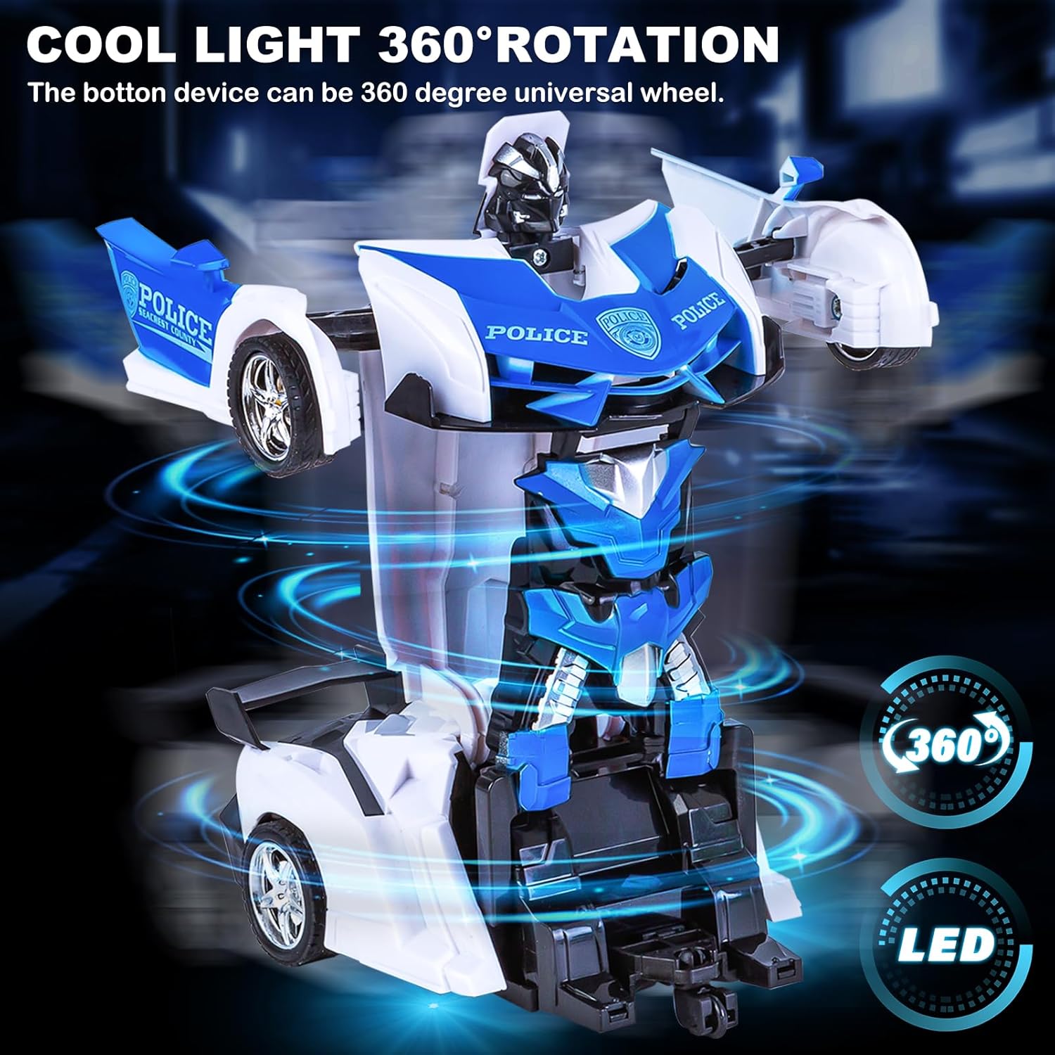 2 In 1 Robot Lamborghini Police Super Transformer Remote Control Car Toy