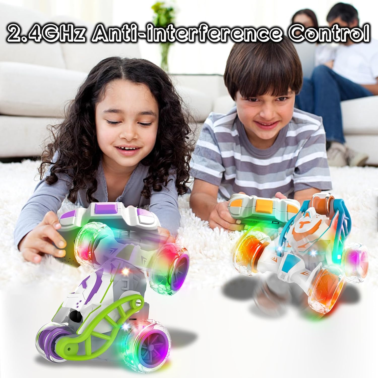 5 Wheels RC Extreme Twist Mist Mini Remote Control Stunt Car (Purple & Green)