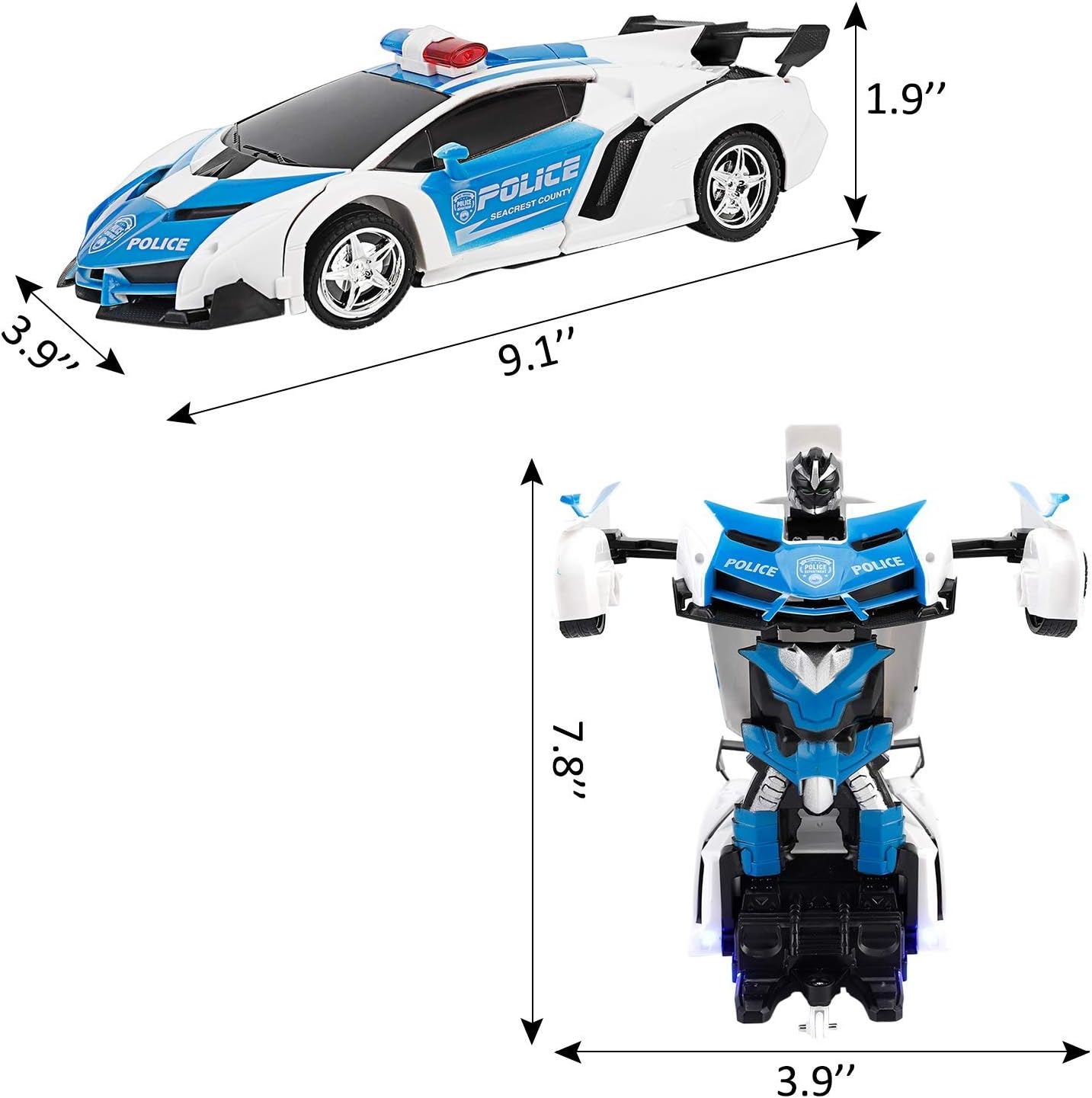 2 In 1 Robot Lamborghini Police Super Transformer Remote Control Car Toy