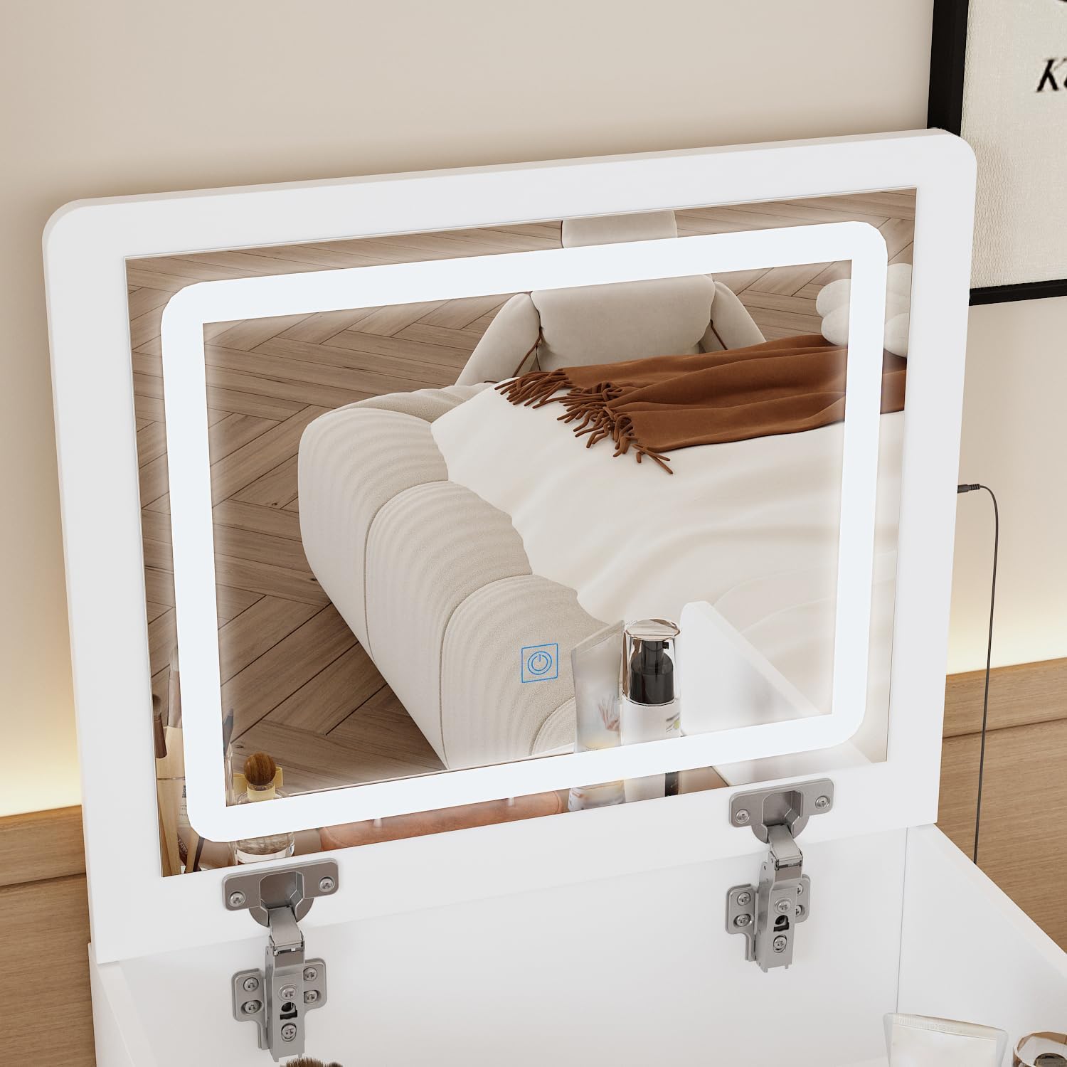 Luxury Multifunction LED Dressing Vanity Table with Mirror Drawers Stool