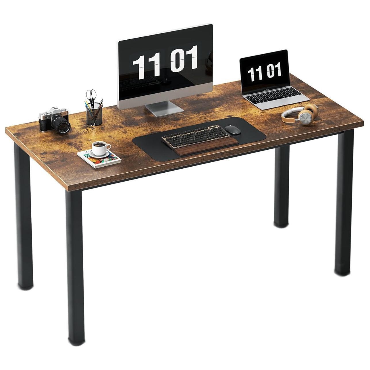 Heritage Industrial Rustic Wood & Metal Dining Table 120cm