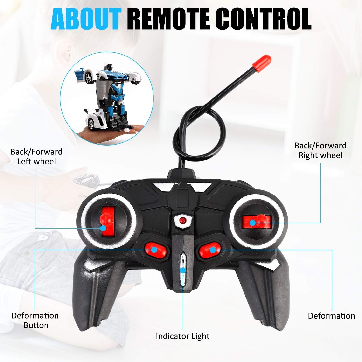 2 In 1 Robot Lamborghini Police Super Transformer Remote Control Car Toy