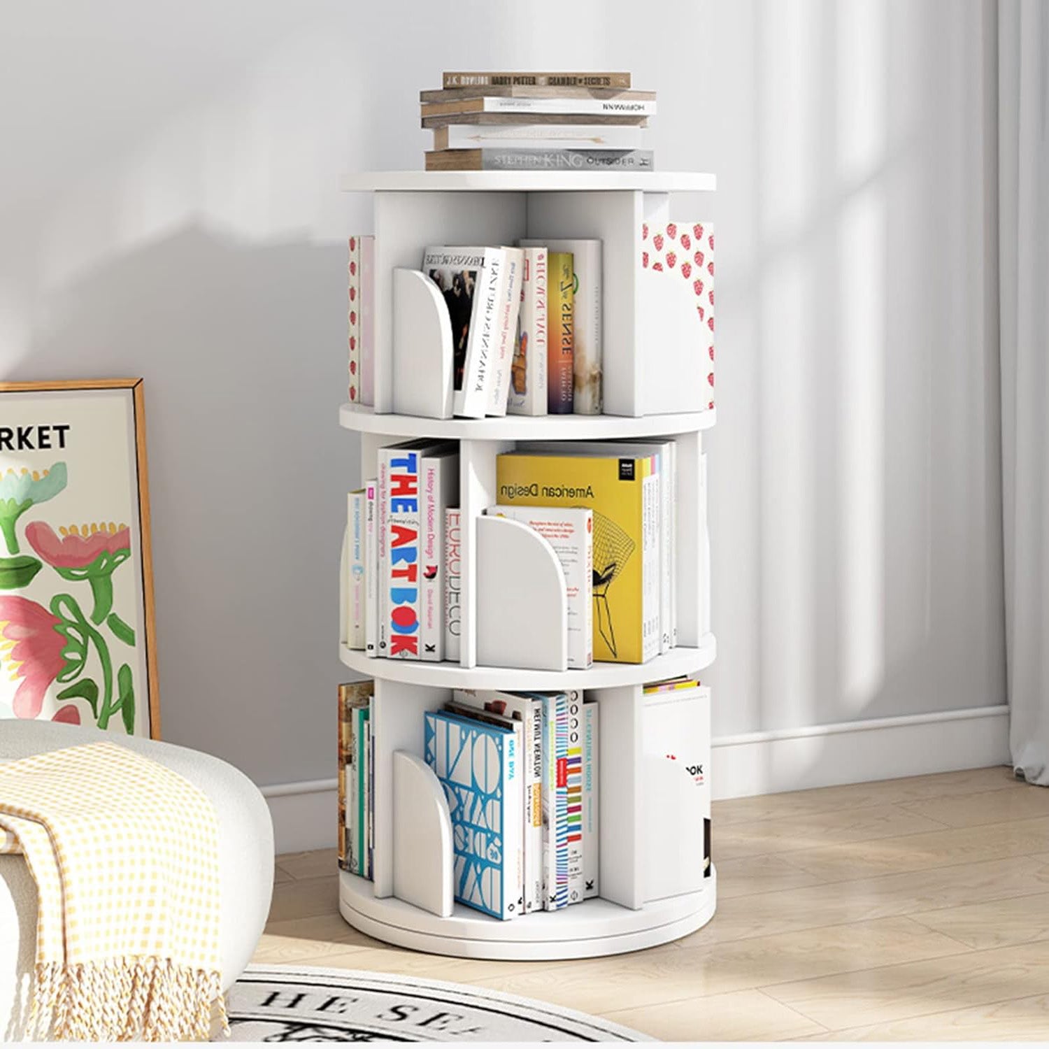 Sanctuary 360-degree Rotating 3 Tier Display Shelf Bookcase Organiser (White)