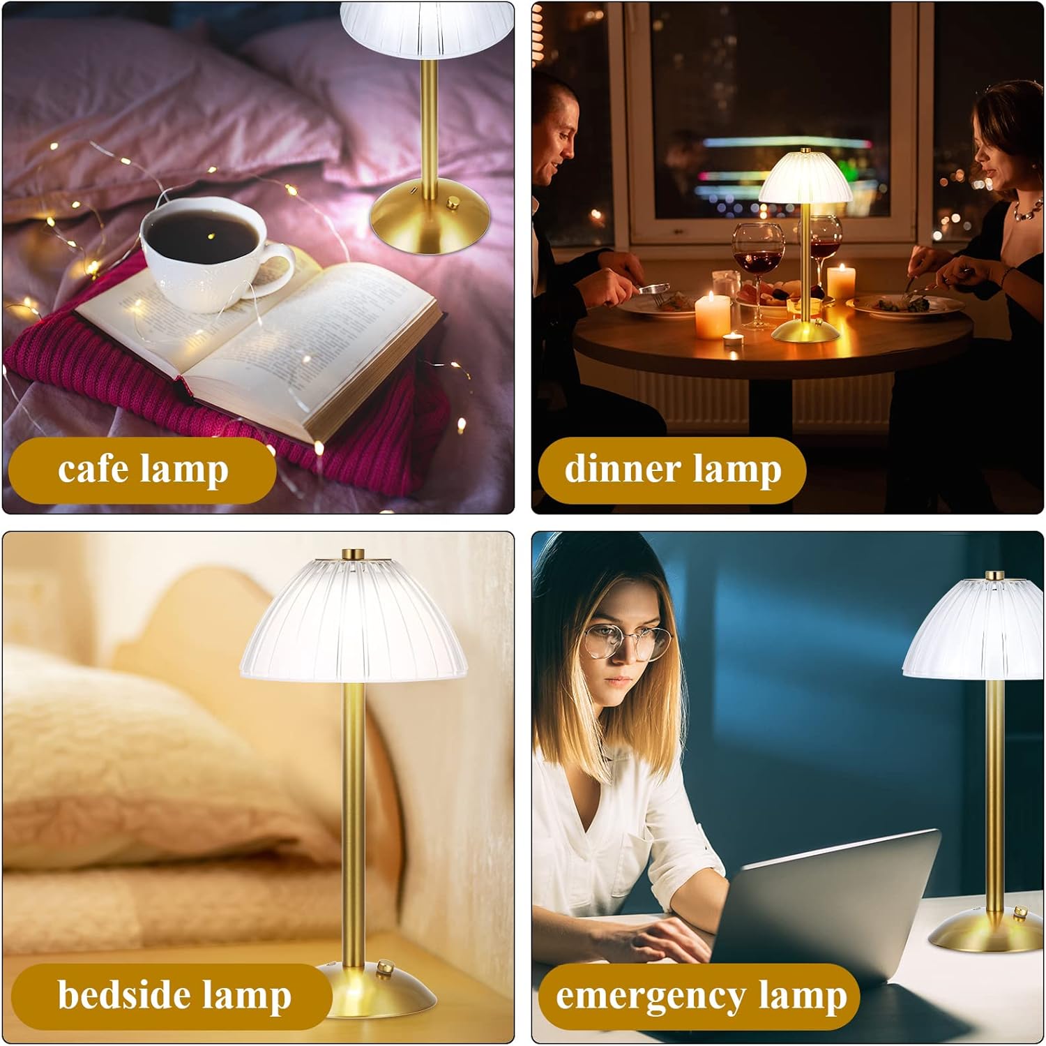 Luxe Crystal Touch Sensor Table Lamp Rechargeable LED Cordless Dimmable Light