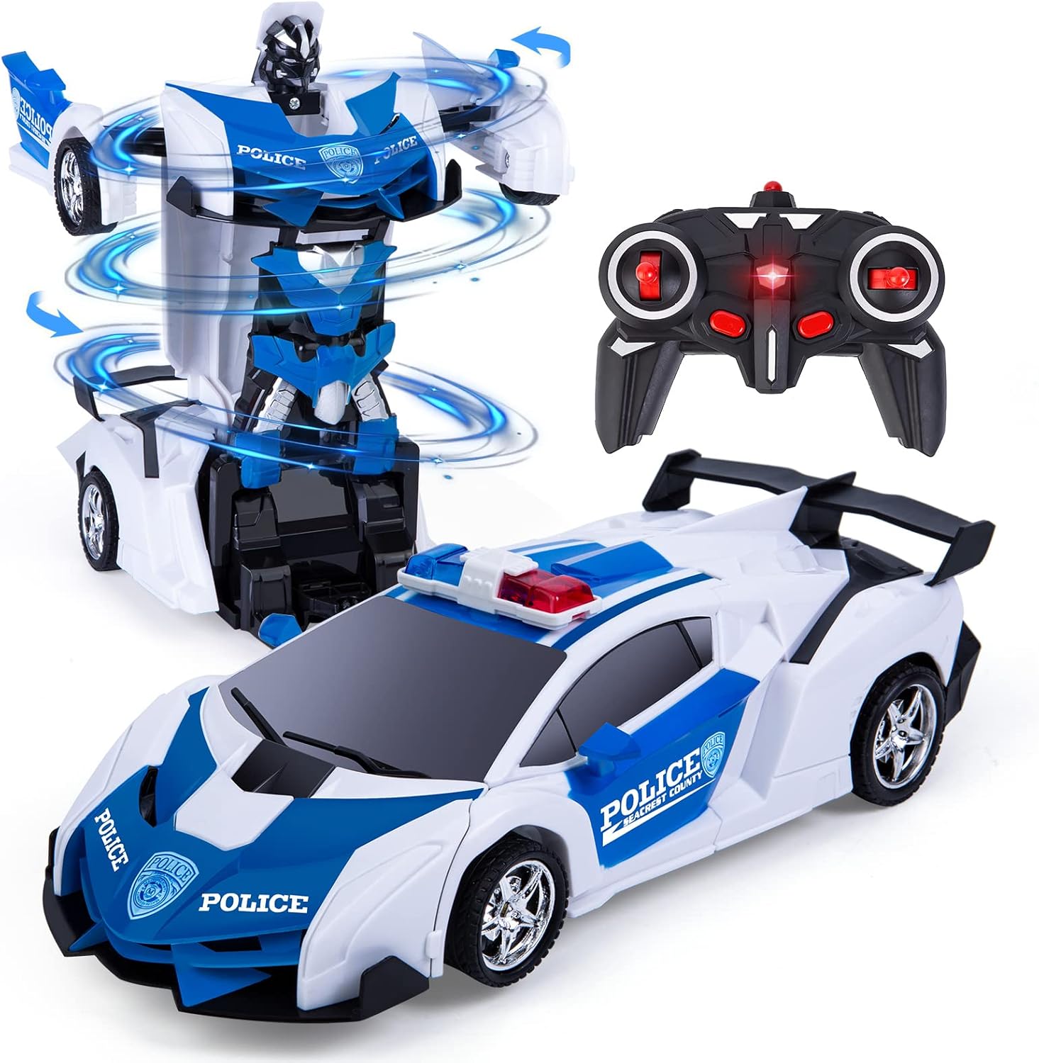 2 In 1 Robot Lamborghini Police Super Transformer Remote Control Car Toy