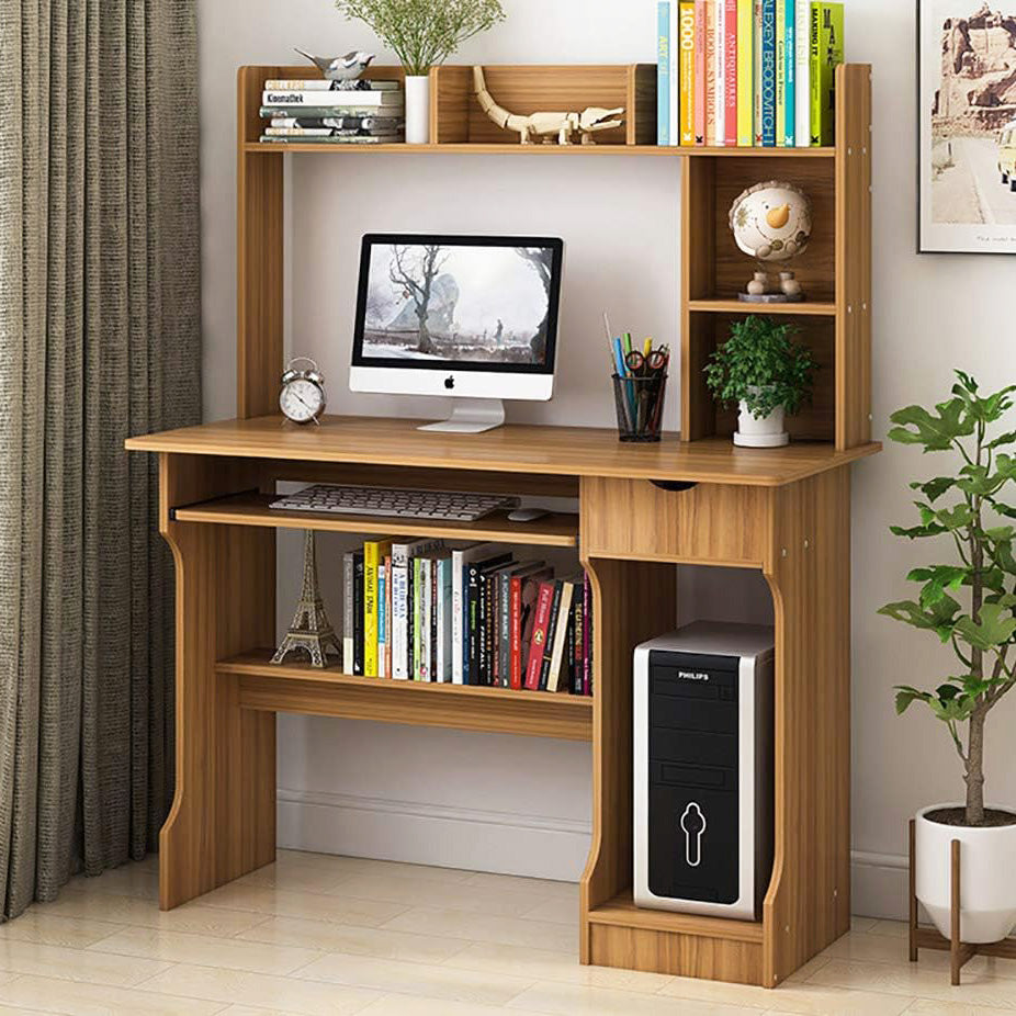 Elite Computer Desk Table with Shelf & Drawer Office Furniture (Natural Oak)