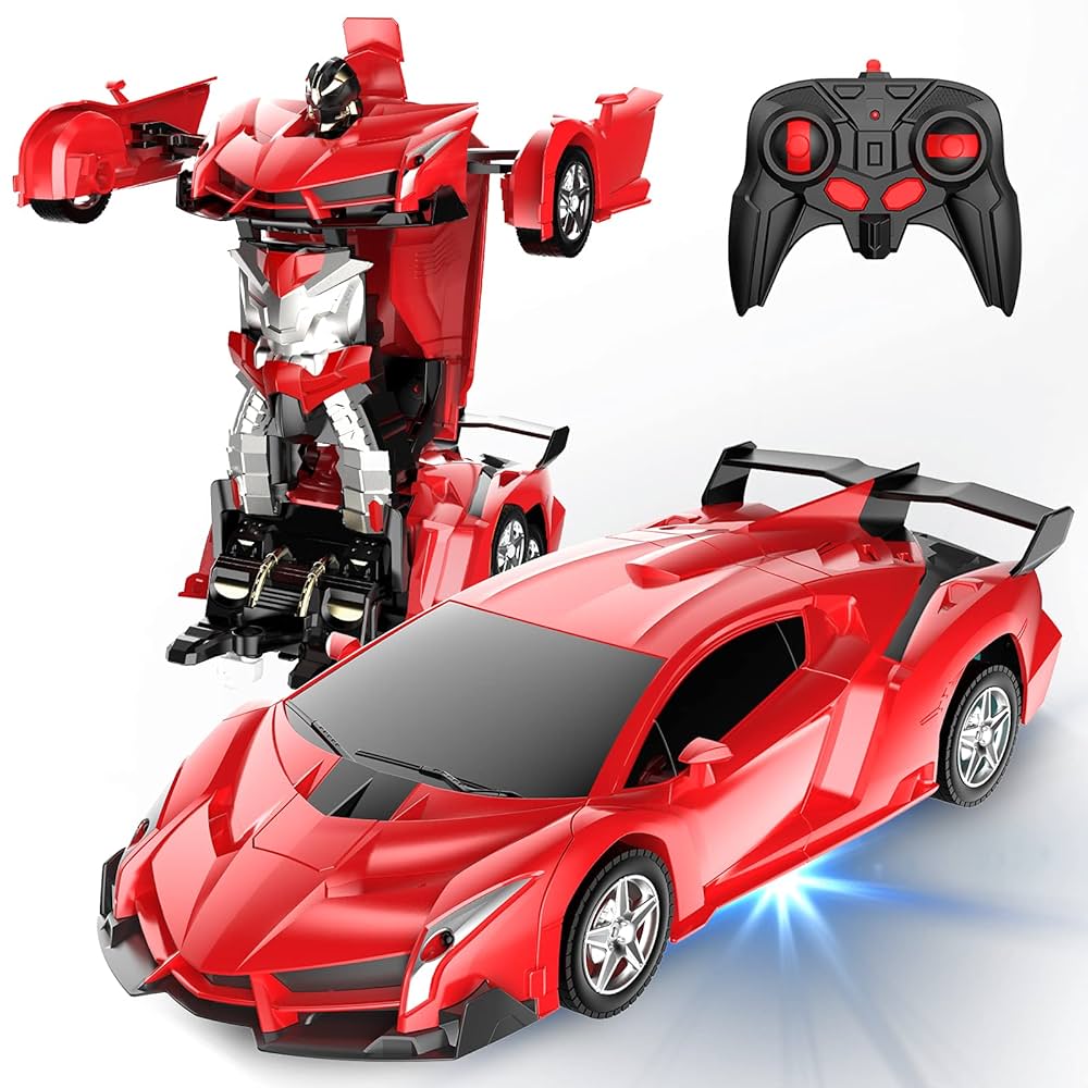 2 In 1 Robot Lamborghini Super Transformer Remote Control Car Toy (Red)