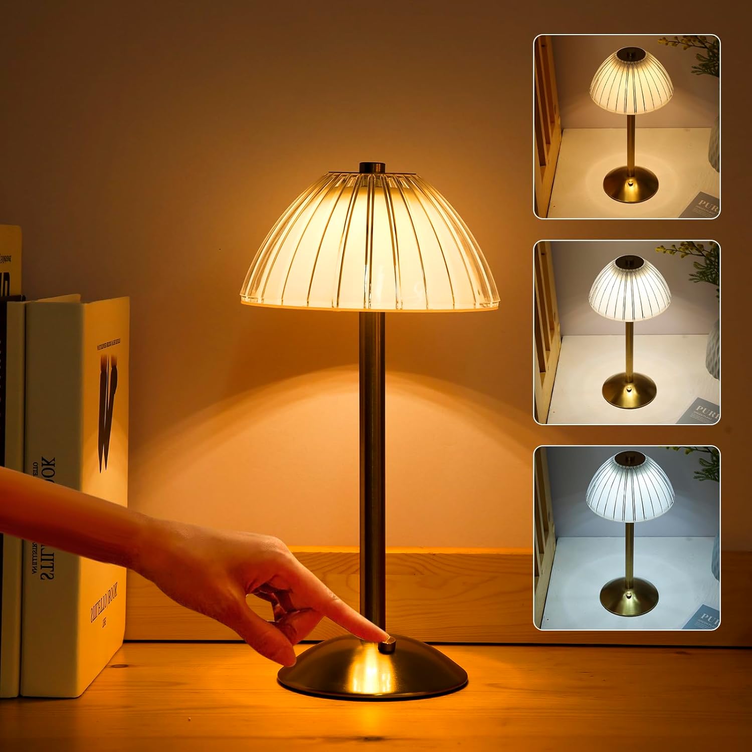 Luxe Crystal Touch Sensor Table Lamp Rechargeable LED Cordless Dimmable Light