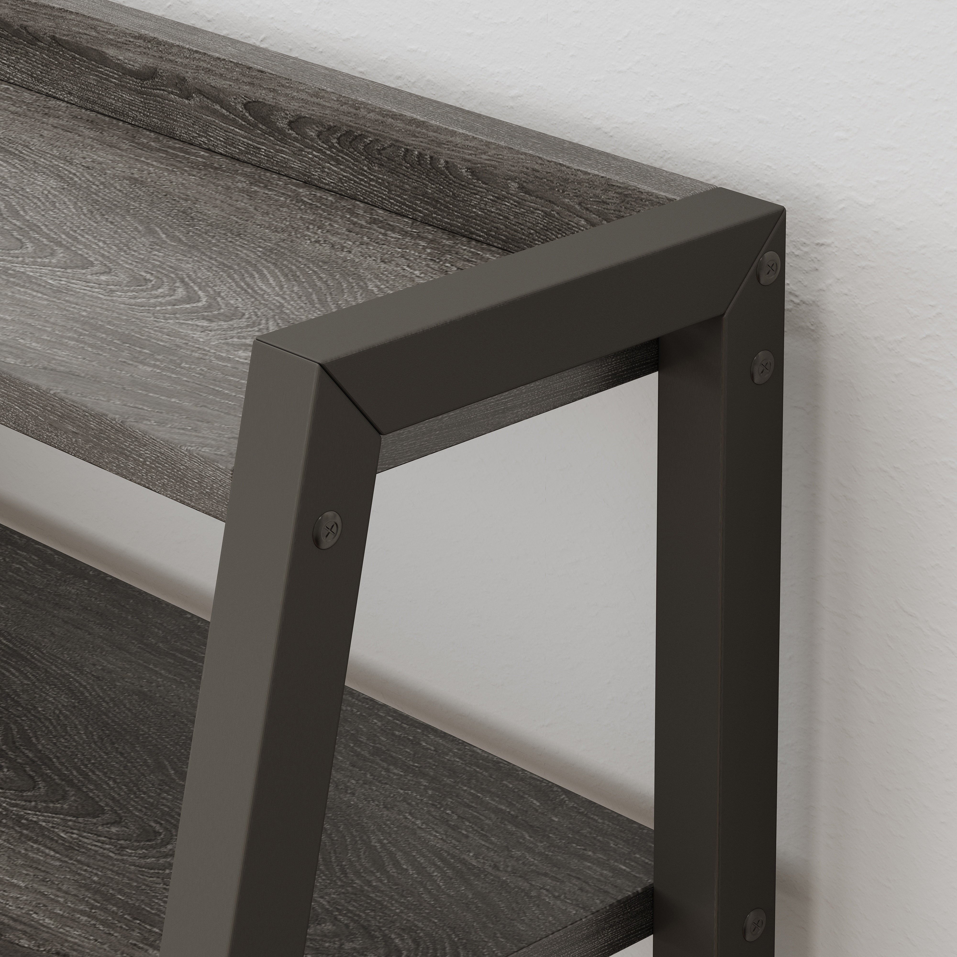 Enterprise Large Computer Desk Workstation with Shelves & Drawers (Driftwood Grey)