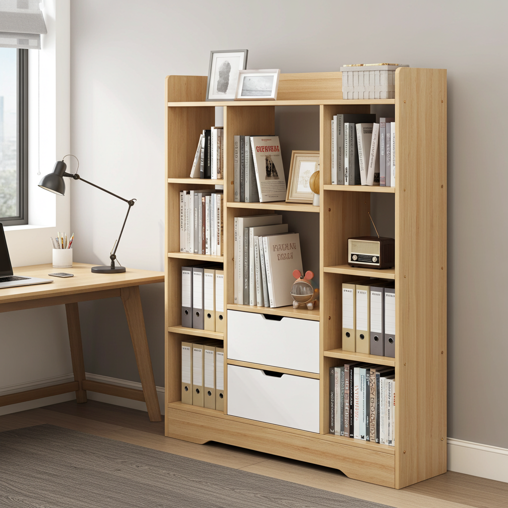 Eden Wardrobe Cupboard Bookshelf with Drawer Furniture (Oak & White)