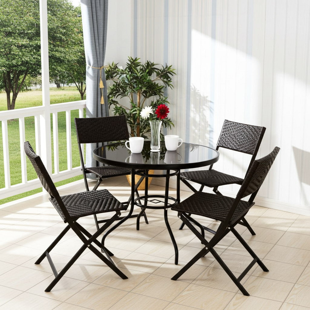 Alfresco 5 Piece Outdoor Setting (4 Rattan Chairs & Round Table)